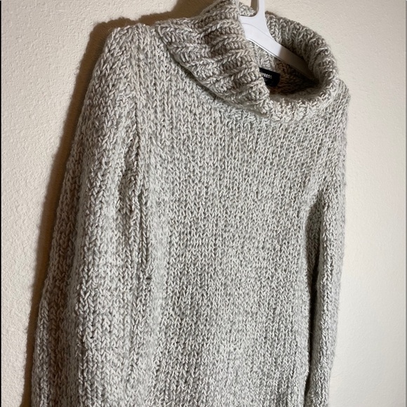 Express Hand Knit Turtleneck Sweater Wool Blend - Picture 4 of 7